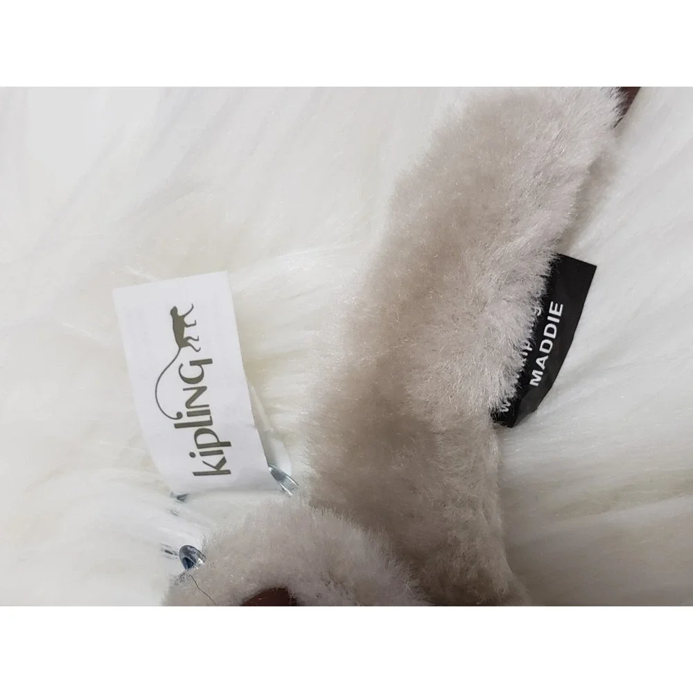 NEW Kipling‎ MADDIE GRAY Plush Monkey Handbag Key Chain Ring Bag Charm Ape